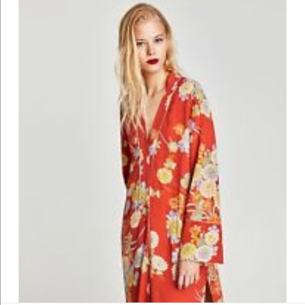 Zara silk floral kimono duster - Picture 4 of 8